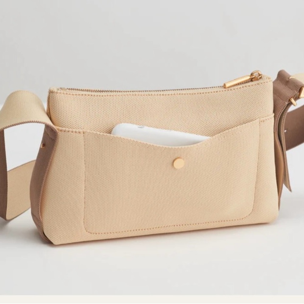 Cuyana Cream and Tan Crossbody Bag with Minimalist Design